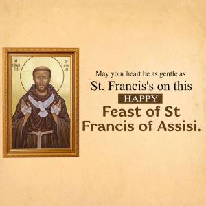 Icon of St. Francis of Assisi with a celebratory message