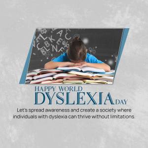 Girl studying with books in front of a chalkboard with letters, promoting Dyslexia Awareness