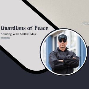 Security guard standing with arms crossed, wearing a cap and sunglasses.