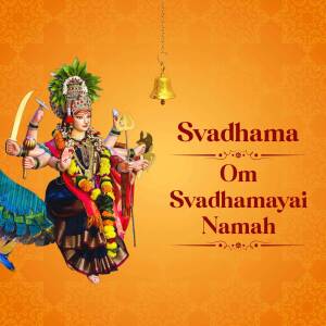Goddess Durga With Mantra Banner For Facebook