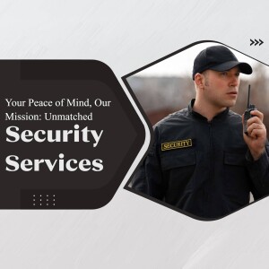 Security guard with walkie-talkie providing security services
