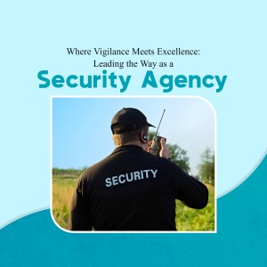 Security guard with radio communication, representing a security agency.