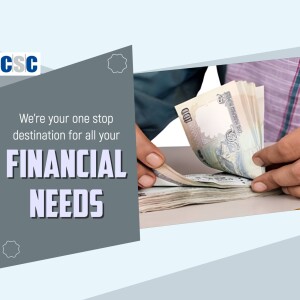 Image depicting hands exchanging money with text promoting CSC as a financial services provider.