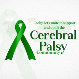 Green ribbon symbolizing support for Cerebral Palsy awareness
