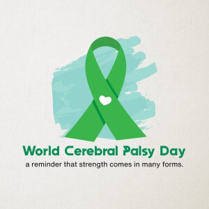 Green ribbon with a heart for Cerebral Palsy awareness