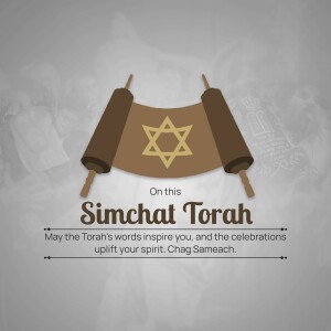 Simchat Torah illustration with Torah scrolls and Star of David