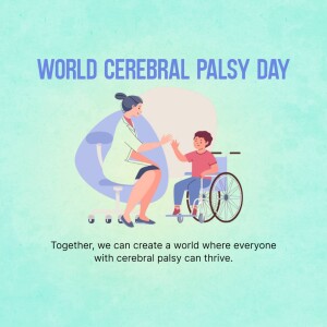 Illustration depicting a woman and a child in a wheelchair, symbolizing support and inclusivity for Cerebral Palsy Day.