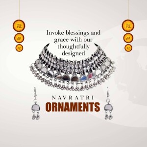 Silver necklace and earrings for Navratri festival