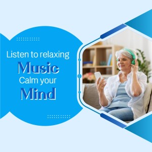 Senior woman listening to music with headphones and holding a phone.