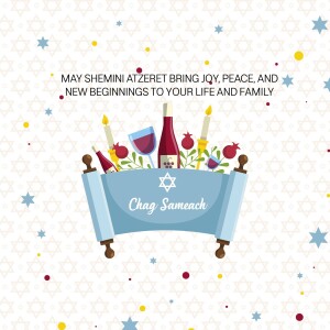 Festive illustration for Shemini Atzeret with traditional symbols