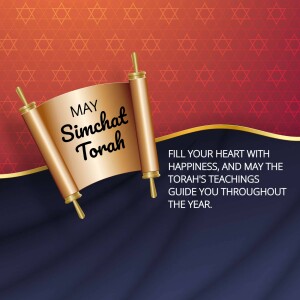 Simchat Torah scroll with Stars of David background