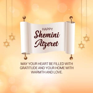 Shemini Atzeret greeting with a scroll and stars