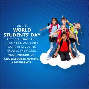 Group of diverse students celebrating Students' Day