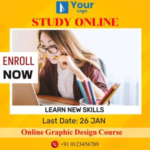 Study Online - Graphic Design Course Graphic For LinkedIn