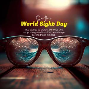 Image depicting sunglasses with a galaxy reflection inside, promoting World Sight Day.