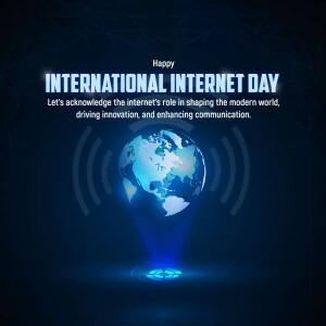 International Internet Day graphic with a glowing globe