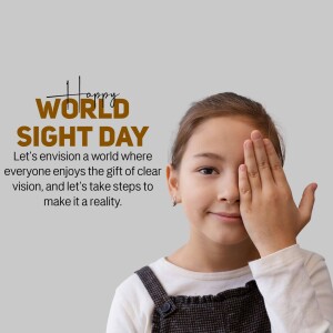 Girl covering one eye with a 'Happy World Sight Day' message