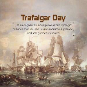 Historical painting depicting the Battle of Trafalgar with ships and naval warfare.