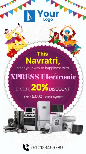 Navratri sale advertisement for electronics with 20% discount