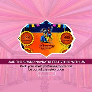 Promotional image for a Dandiya Night event with pricing details.