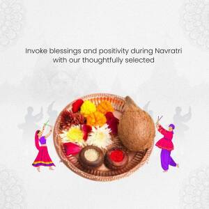 Navratri Puja Thali with traditional offerings and dancers