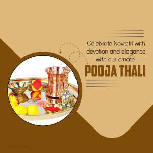 Celebrate Navratri With Ornate Pooja Thali Promotional Banner For WhatsApp