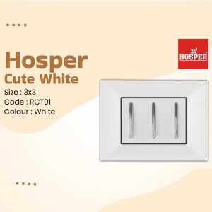White electrical switch with three modules