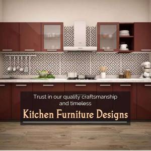 Elegant kitchen with maroon cabinets and patterned backsplash