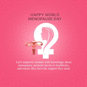 World Menopause Day graphic with female symbol and uterus illustration