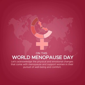 World Menopause Day graphic with female symbol and world map