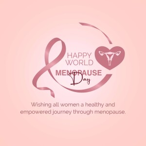 World Menopause Day awareness ribbon with a uterus inside a heart