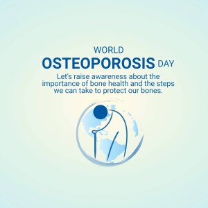 World Osteoporosis Day graphic with a silhouette of a person and a globe.