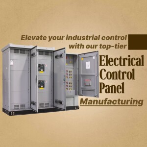 Gray industrial electrical control panel with open doors, showcasing internal components and wiring.