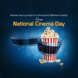 National Cinema Day graphic with popcorn and film reel