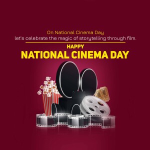 National Cinema Day celebration with film reels and popcorn