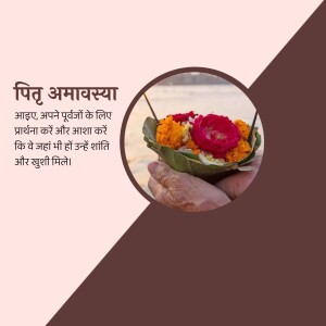 A hand holding a leaf plate with flowers and incense sticks, representing Pitru Amavasya rituals.