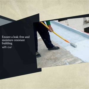 Worker applying waterproofing coating to a flat roof