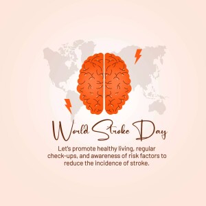 World Stroke Day illustration with a brain and world map