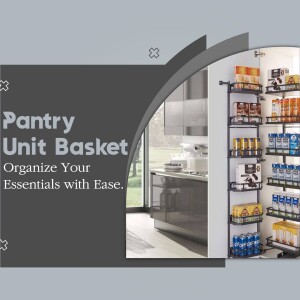 Image of a pantry unit basket system for kitchen organization.