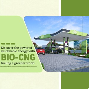 Rendering of a modern Bio-CNG fueling station with cars.