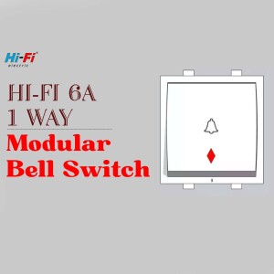 Hi-Fi 6A 1 Way Modular Bell Switch - White with Red Bell Icon