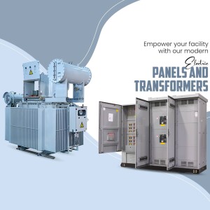 Image of electrical transformers and panels for facility power solutions