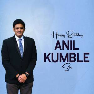 Portrait of Anil Kumble with birthday wishes
