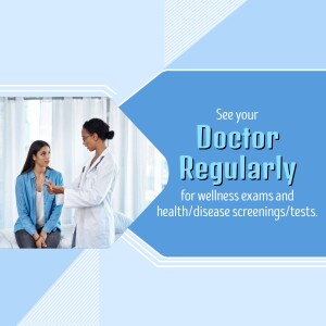 Doctor examining a female patient, promoting regular health checkups.