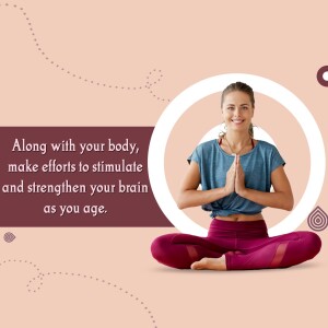 Woman in lotus position meditating with motivational text