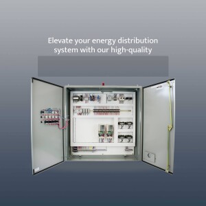 Open electrical panel with wiring and components