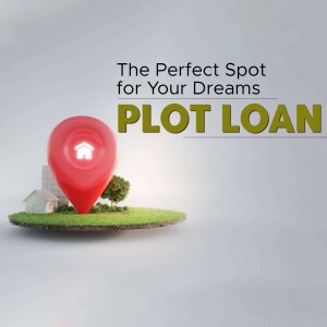 Red location marker with a house icon on a small island, promoting plot loans.