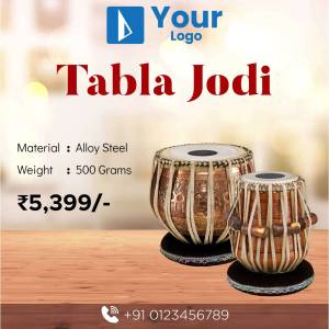 Tabla Jodi - Traditional Indian Percussion Instrument Promotional Banner For Threads
