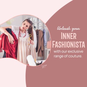Woman trying on clothes in a fashion studio