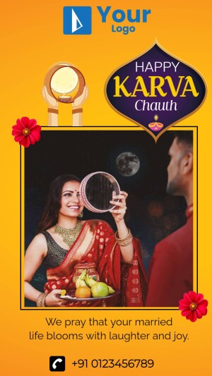 Happy Karva Chauth Greetings Artwork For Threads